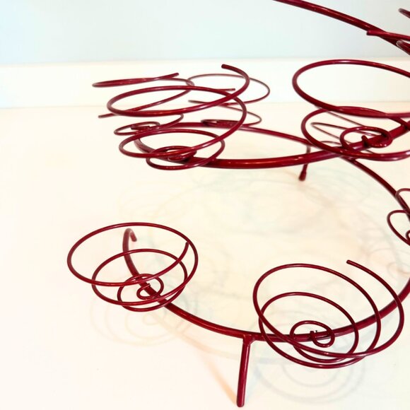 Vintage Cupcake Muffin Stand Holder Christmas Tree Red Spiral Wire Ornaments - Picture 3 of 7